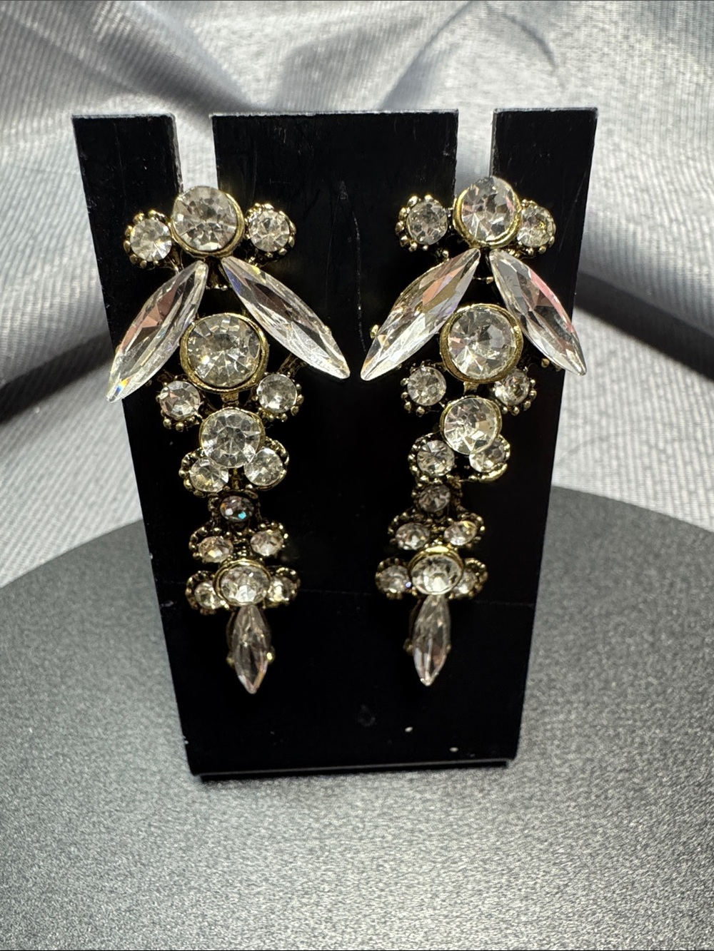 Source Unknown Gold-Tone Clear Crystal Chandelier Earrings